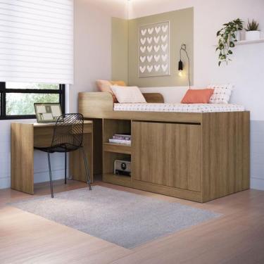 Imagem de Cama Solteiro Multifuncional Jamaica 2 Portas 1 Gaveta Mel - Art In Mó