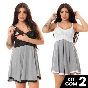 Imagem de Kit 2 Camisolas de Amamentação Viscolycra - Surreal Lingerie, Preto, B