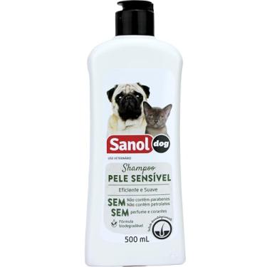 Imagem de Sanol Dog Shampoo De Pêlos Para Câes E Gatos Pele Sensível 500 Ml Branco