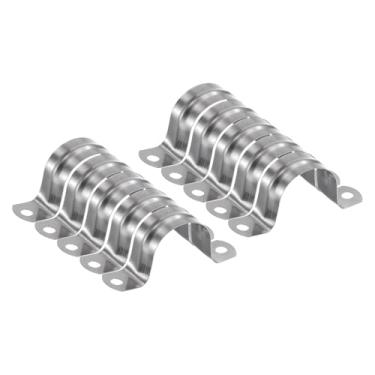 Imagem de HARFINGTON 10 braçadeiras de conduíte de 32 mm de 32 mm, braçadeira de tubo M32 U, correia rígida de aço inoxidável, suporte em forma de U com dois furos para fixação de fio de mangueira de tubo