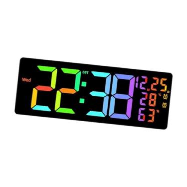 Imagem de Bothyi Relógio de parede digital LED com RGB colorido noite luz DST Data da semana para o escritório do escritório, quarto de casa