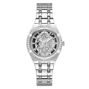 Imagem de Relógio feminino guess, pulseira prateada de 36 mm, mostrador prateado