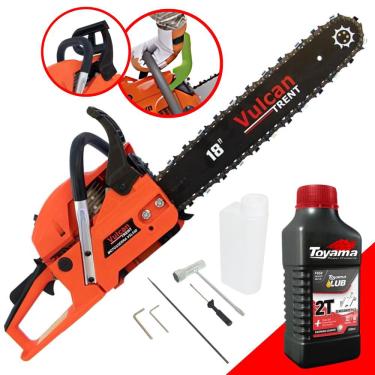 Imagem de Motor Serra Moto Serra Motosserra Com óleo toyama 2T á Gasolina 55cc 3HP 11.000RPM Sabre 18 Ponta Rolante Ideal Para Todos os Trabalhos de Corte VSL55