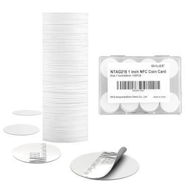 Imagem de Gialer Etiquetas NFC, 50 peças Ntag 215 cartões redondos de moedas etiquetas em branco NFC 215 chip compatível com TagMo Amiibo e todos os telefones celulares e dispositivos habilitados para NFC