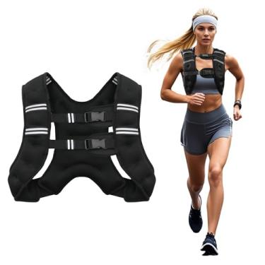 Imagem de Poudee Colete pesado, colete de peso de 3,6 kg para homens e mulheres, colete de peso corporal ajustável com faixa refletiva para treinamento de força, corrida, treino, corrida, caminhada - 3,6 kg