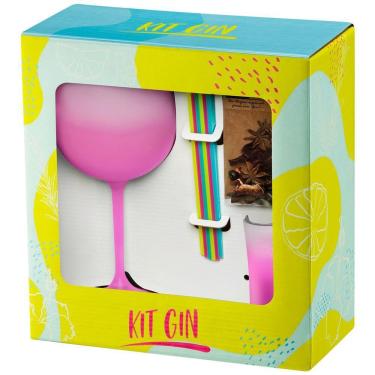 Imagem de Caixa Kit Gin Presente Copo Dosador Mexedores Especiarias Cor: rosa