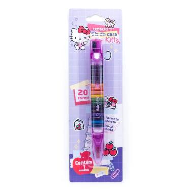Imagem de Giz De Cera Caneta Troca Ponta 20 Cores Hello Kitty Blister