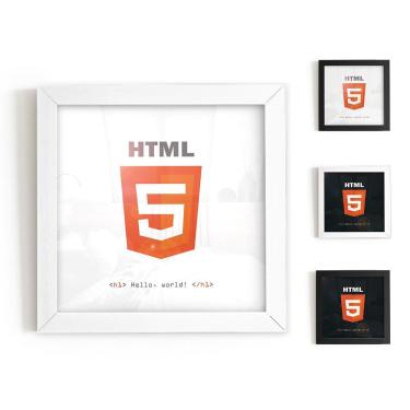 Imagem de Quadro Azulejo Brilho Html 20X20Cm - Branco C Moldura Branca