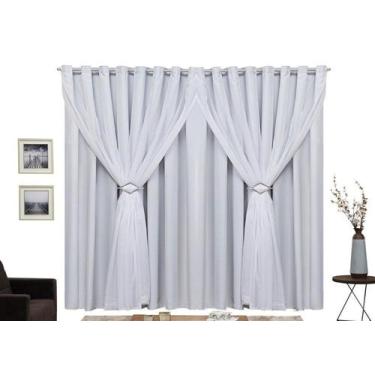 Imagem de Cortina Blackout Com Voil Corta Luz ilhos cromado 2,00x2,20 - RIFFO ST