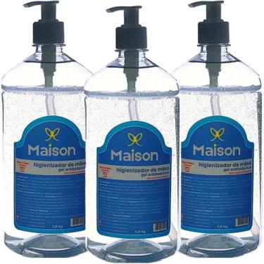 Imagem de Álcool Gel 70º Mata 99,9% Das Bactérias 3un De 1kg Aloe Vera - Maison