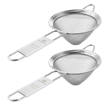 Imagem de Homestia 2 coadores de malha fina de 8,4 cm para cozinha, peneiras de coquetel de aço inoxidável 304 para alimentos, coador líquido para bebidas, chá, café, suco, farinha, frutas, legumes (prata