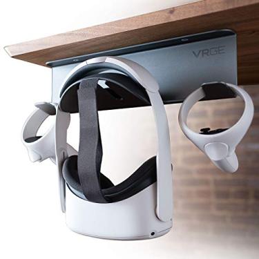Imagem de VRGE VR Stand Under Desk Storage Display Hook Organizer - Premium Metal - for Meta Oculus Quest 3/2, Sony PlayStation PS5 VR2, Valve Index and Mixed Reality Headsets