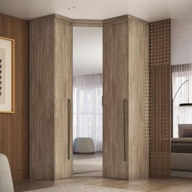 Imagem de Guarda-roupa de Canto Obliquo Espelho 3 Portas Mdf Lotus