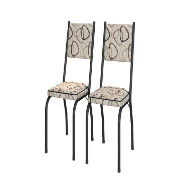 Imagem de Kit com Duas Cadeiras de Cozinha 90cm X 43cm X 34cm Preto/Madeira Cedro