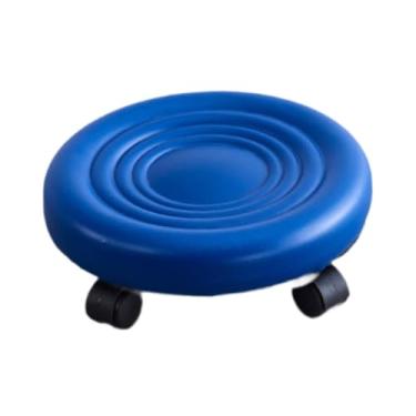 Imagem de FytStycale Rolamento giratório Bancos de degraus baixos com rodas bancos curtos do assento do rolo para manicure, Azul
