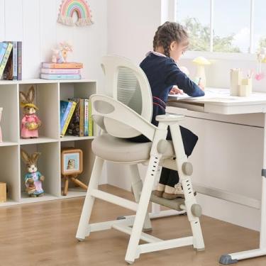 Imagem de hujusko Cadeira de estudo ergonômica infantil, cadeira de mesa infantil ajustável em altura para meninos e meninas, confortável para adolescentes brincando, desenhando, presente ideal para crianças
