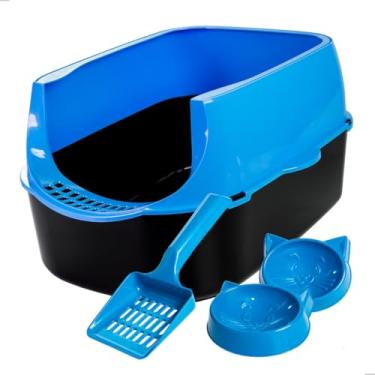 Imagem de Caixa de Areia Banheiro para Gatos Reforçada Sanitário Furba Sandbox Tamanho Slim e Grande(Azul)
