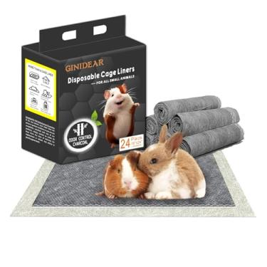 Imagem de GINIDEAR Roupa de cama de porquinho-da-índia, forros descartáveis de gaiola de porquinho-da-índia, almofadas absorventes para xixi à prova d'água para coelhos, hamster e outros animais pequenos. 45 x