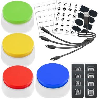 Imagem de GreatStyler Botões recarregáveis para cães para comunicação e gravação de voz para crianças, animais de estimação, gatos, cães, treinamento, botões de falar, botão de som de resposta gravável (4