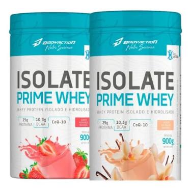 Imagem de Kit 2 Whey Prime Hidrolisado e Isolado 900g – Sabores Baunilha e Morango – Alta Performance e Zero Lactose
