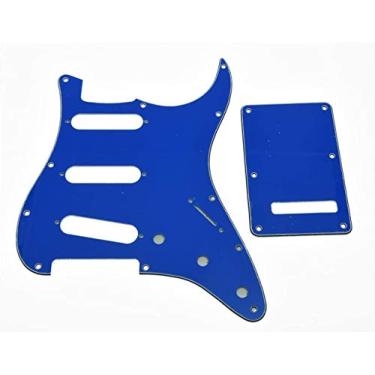 Imagem de Dopro 11 Hole Strat SSS Pickguard ST Placa Traseira Trem Capa para EUA/Mexicano FD Strat Blue 3 Ply