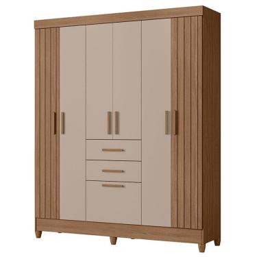 Imagem de Guarda Roupa Solteiro Malta 7 Portas Carvalho Fendi - Moval