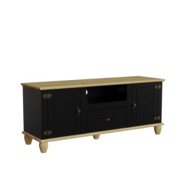 Imagem de Rack Tv Retrô 2 Portas 1 Gaveta Preto/marfim