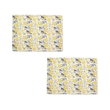 Imagem de Tapete de trabalho Montessori, 70 x 50 cm, conjunto com 2, à prova d'água, opções de padrão (floral amarelo e cinza)