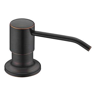 Imagem de Dispensador de sabão de bronze com óleo de aço inoxidável moderno da UEKPOE para pia de cozinha com design embutido e sabonete de mão com garrafa grande de 425 ml