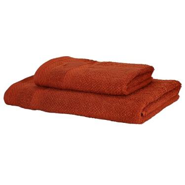 Imagem de Toalha de Banho Döhler Marrocos 100% algodão, gramatura de 450g/m² (Terracota -1 Banho 1 Rosto, Rosto 50cm x 90cm/ Banho 70cm x 140cm)