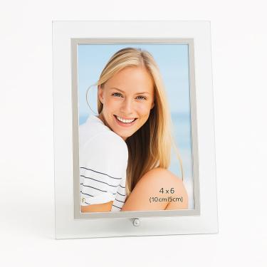 Imagem de Porta Retrato Vidro Prime Borda Prata Para Fotos 10x15 Vertical – Tuut