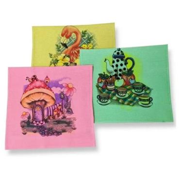 Imagem de Pano De Prato Com Bainha Color Estampado 67x41 - 10  Unidades - Barca 