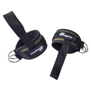 Imagem de Tornozeleira Crossover com Alça para os Pés Pentágono, Dupla Fivela 40mm, Reforçada e Grossa, para Treino de Glúteo, Perna e Coxa, Uso em Polia e Aparelhos de Academia (Verde-Exército)