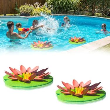 Imagem de Suporte flutuante para bebidas 3D inovador - imita lírios naturais, pétalas com ajuste automático, uso em spa/piscina, vendido em pacotes de 1/2/3