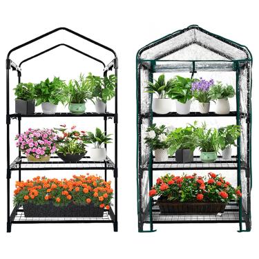 Imagem de Generic Greengiggle Mini Estufa Interna E Externa De 3 Níveis, 68 Cm X 48 124 Cm, Com Cobertura Pvc Transparente Porta Zíper Enrolável, Plástico Para Tenda Cultivo Jardim, Pátio, Varanda