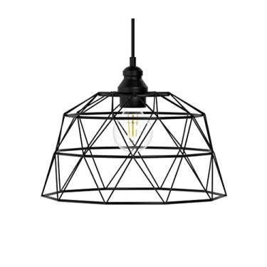 Imagem de Ella Gancz Luminária Pendente Ajustável Em Formato De Gaiola Industrial Retrô, 1 Luminária, Abajur Ferro Preto Com Cordão E Cobertura Combinando, Para Hall Entrada, Sala Jantar, Cozinha, Ilha, Quart