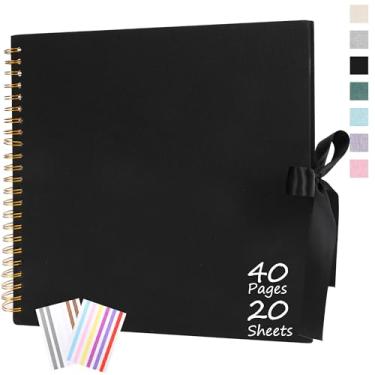 Imagem de Ayorasly Álbum De Recortes Faça Você Mesmo, Fotos Com Capa Linho 8×8 40 Páginas Brancas Em Branco, Suprimentos Pretos, Livro Memórias Para Bebês, Festas Casamento, Formaturas E Viagens