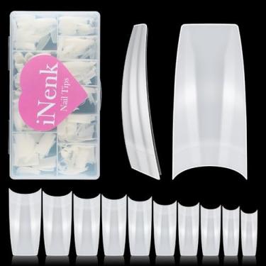 Imagem de INENK Pontas De Unhas Curvas Em Formato Caixão Natural, 500 Peças, Curtas E Meio-Capa, Para Acrílico, Pó Profissional Salões Beleza Arte Faça Você Mesmo, Anos 80 90 (10 Tamanhos)