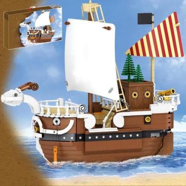 Imagem de Conjunto De Brinquedos De Blocos De Construção Modelo De Navio Pirata 