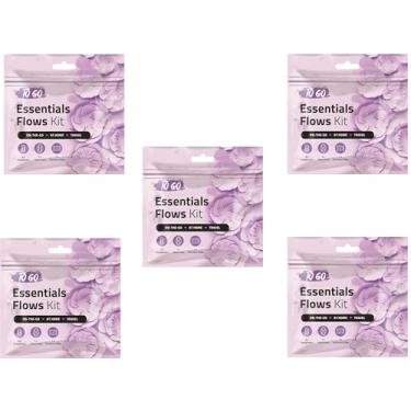 Imagem de Kit Essential Flows com 3 calcinhas, 2 absorventes maxi e 1 lenço feminino – Cuidados diários leves para mulheres e meninas – Pacote de higiene de viagem (roxo) (5)