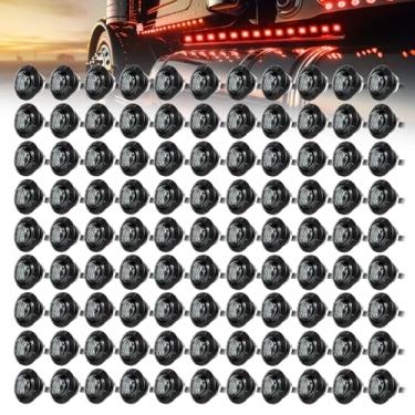 Imagem de Meerkatt (Pacote com 100) Mini lentes redondas fumadas de 3/4 polegadas vermelho LED indicador de folga marcador lateral luz SMD caminhão reboque caminhão caminhão barco universal incluído ilhós de borracha 12V CC à prova d'água