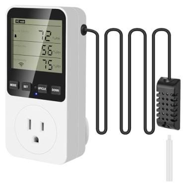 Imagem de MakerHawk Controlador De Temperatura E Umidade Plug-In Termostato Saída Com Controle 120V Aquecimento Resfriamento Umidificação Desumidificação Para Estufa Cogumelos Cultivo Tenda Répteis Aquário