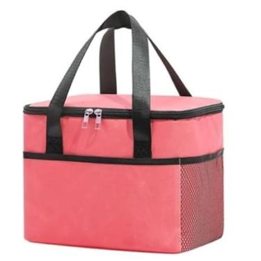 Imagem de Bolsa Térmica Dobrável Impermeável para Alimentos e Bebidas, Cor Rosa