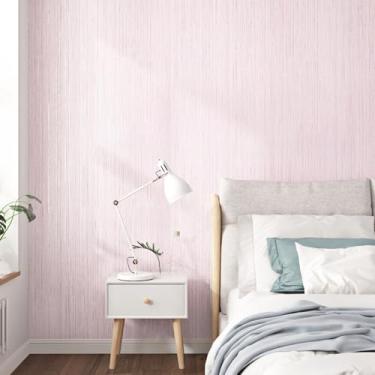 Imagem de WESTICK Papel de parede rosa para quarto de meninas romântico texturizado papel de parede de contato rosa espesso removível para sala de estar TV fundo destaque parede armários de quarto 198 x 40 cm