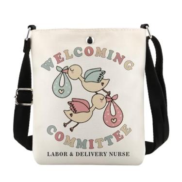 Imagem de MAOFAED Bolsa transversal de enfermeira de comitê de boas-vindas, trabalho e parto, presente de enfermeira L&D, presente NICU (comitê de boas-vindas)