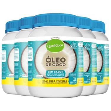 Imagem de Kit 5 Óleo De Coco Sem Sabor Qualicoco 1 Litro