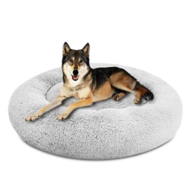 Imagem de SAVFOX Cama calmante para cães, cama antiansiedade, cama de cachorro de pelúcia para cães pequenos, média, grande e GG, cama macia e confortável para cães em pele sintética, cama lavável para animais de estimação, vários tamanhos P-GG