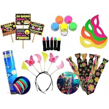 Imagem de Kit Festa Neon 169 Adereços Brilha Luz Negra Balada