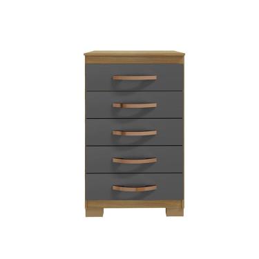 Imagem de Cômoda Santos Com 5 Gavetas 90x56 Carvalgo Americano Grafite EdeCasaMoveis