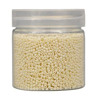 Imagem de Bala&Fillic Tamanho quase uniforme 12/0 contas redondas de sementes cerca de 10.000 peças/110 gramas em caixa cor bege 2 mm pequenas contas de sementes de vidro para fabricação de joias, orifício de